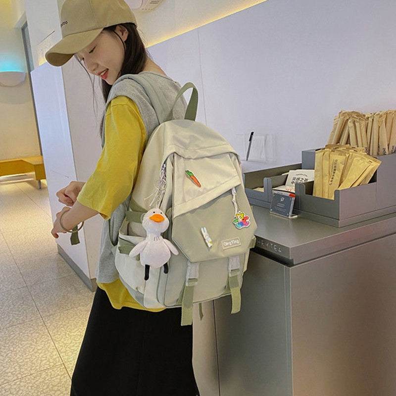 IELGY school bag female ins wild black fashion design backpack