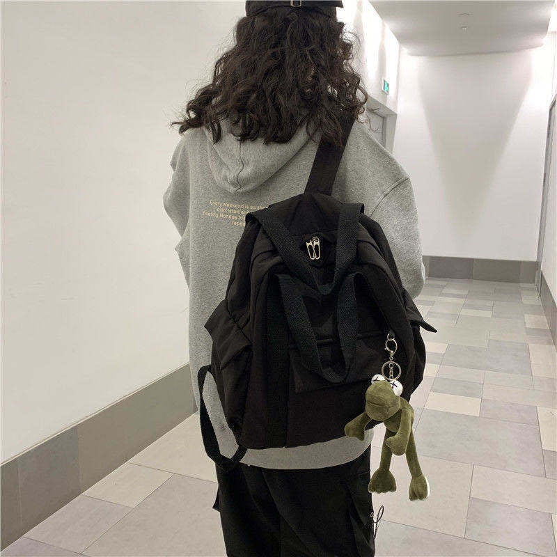 IELGY school bag female portable college style tooling simple backpack wild large capacity