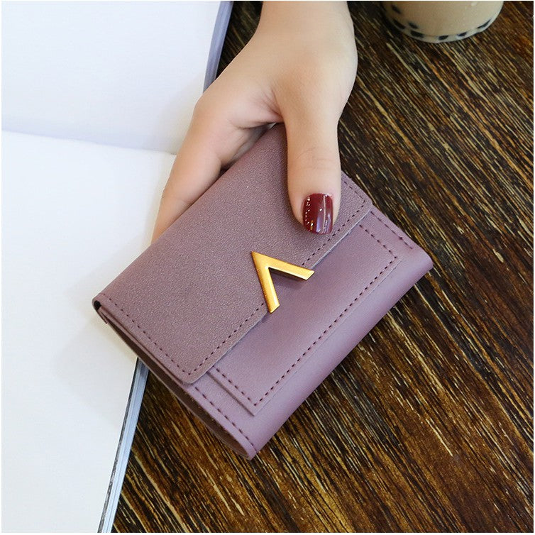 IELGY Small wallet female short paragraph folded personality ins purse