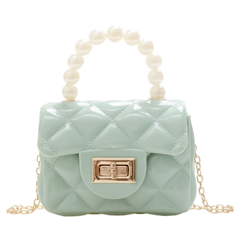 IELGY New jelly chain pearl handbag rhombus women's bag