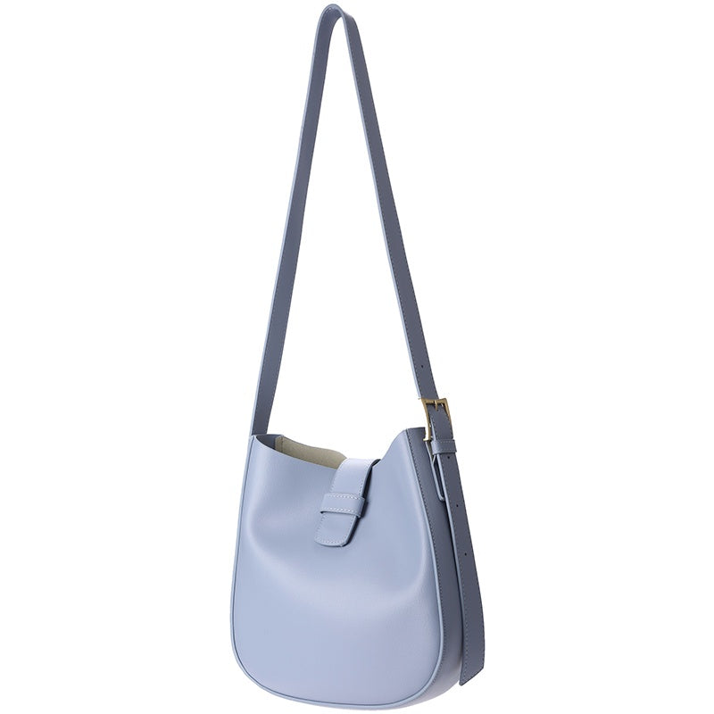 IELGY Women's Bucket Commuter Korean Style Wide Strap Crossbody Bag Soft Leather Simple Large-Capacity New Fashion