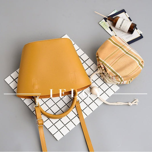 IELGY New yellow bucket bun mother bag diagonal handbag