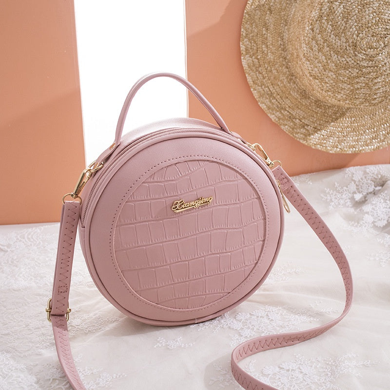 IELGY female bag Korean style trendy crocodile pattern small round bag shoulder diagonal bag