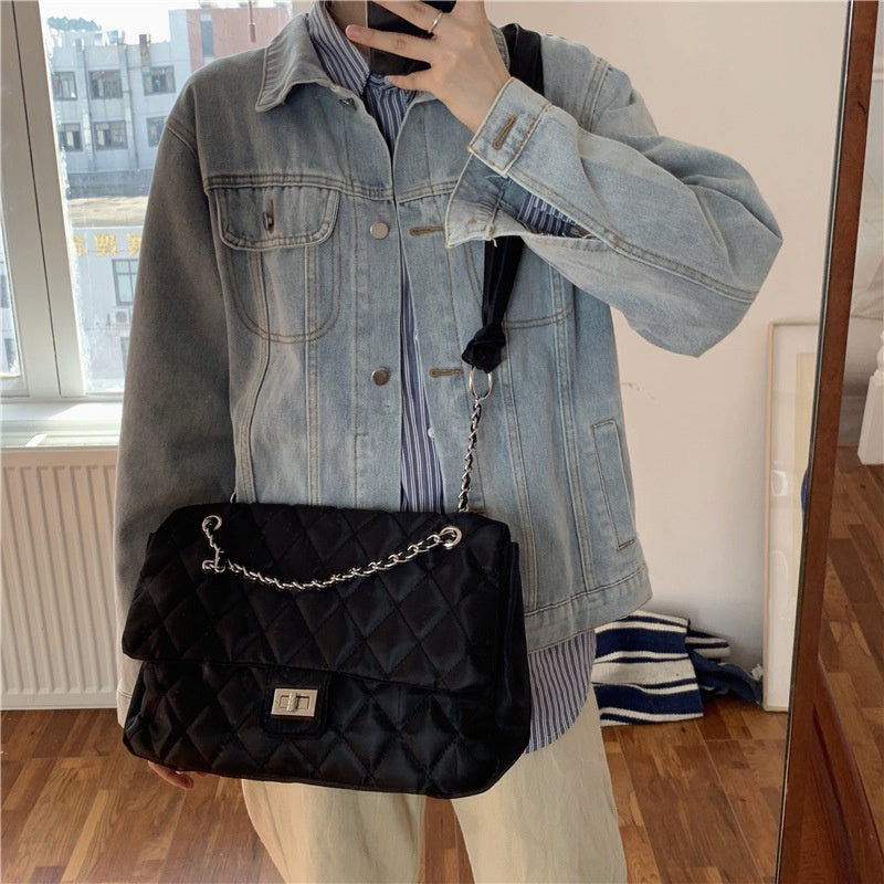 IELGY Women's Bags New Rhombus Large-capacity Nylon Bags Retro Chains Diagonal Shoulder Tote Bags