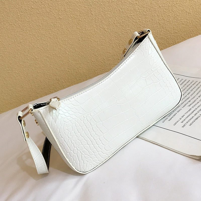High level French small group design bag Vintage underarm bag method stick bag crocodile pattern Handbag celebrity handbag
