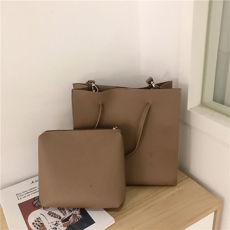 IELGY Shoulder bag diagonal bag casual temperament large capacity solid color simple female bag