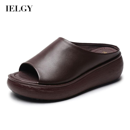 IELGY Comfortable Slippers Women's Outing Wedge Fish Mouth Korean Large Size