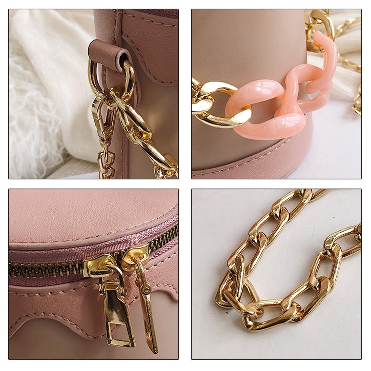 IELGY New Cylindrical Chain Bag Tote Bag Fashion Shoulder Crossbody Bag