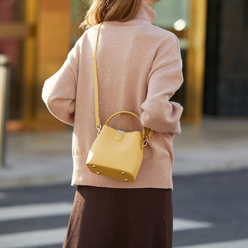 IELGY fashion small bag female wild tide bucket bag handbag Single shoulder messenger solid color large capacity for ladies trendy