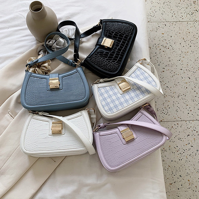IELGY Crocodile pattern French niche Korean fashion plaid casual all-match handbag