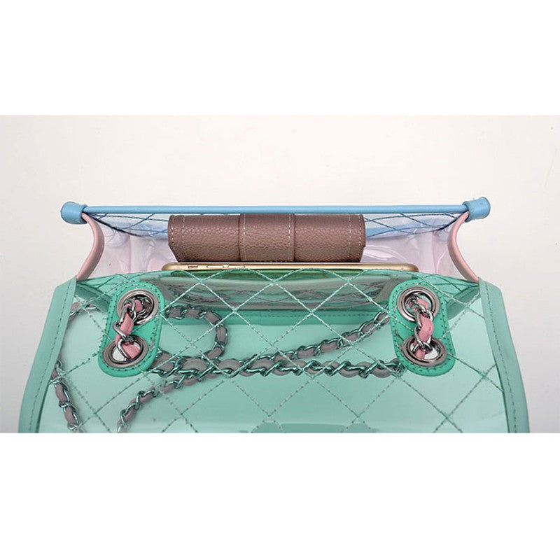 Transparent bag Lingge chain bag Messenger bag Jelly bag