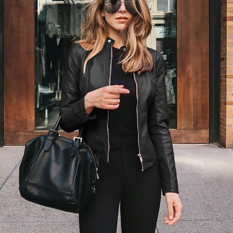 IELGY autumn and winter women's fashion leather PU suit jacket