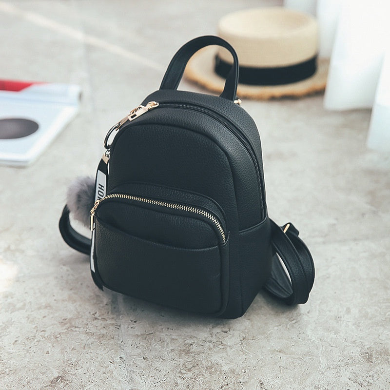 IELGY Korean Mini Backpack Versatile Solid Soft Leather Fashion Women's Backpack