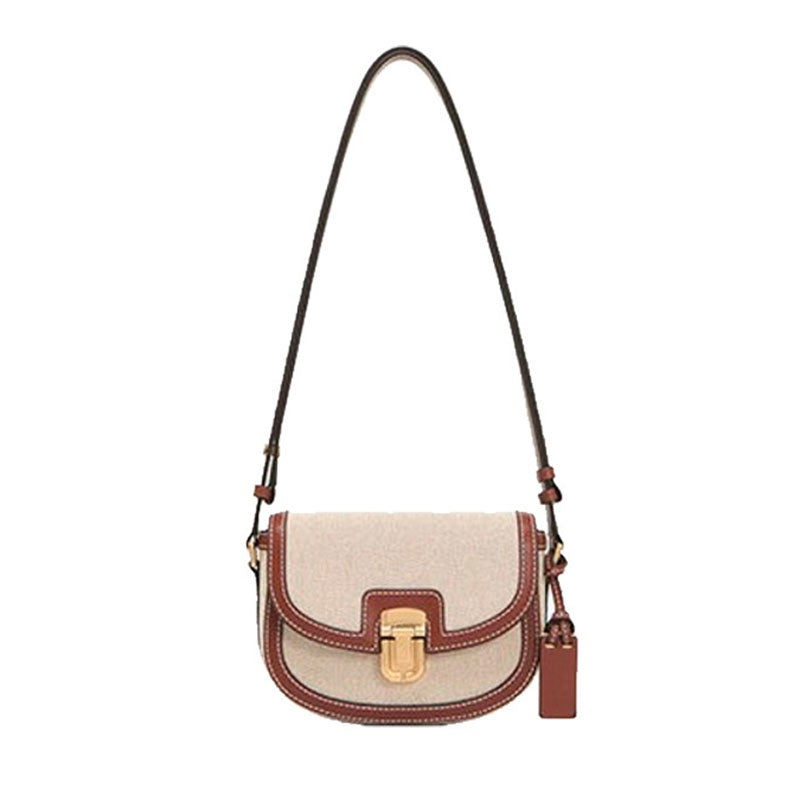 IELGY women's korean style stitching contrast color retro messenger saddle bag