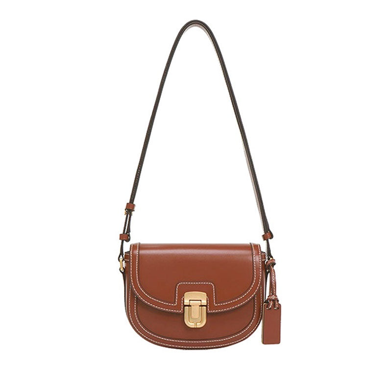 IELGY women's korean style stitching contrast color retro messenger saddle bag