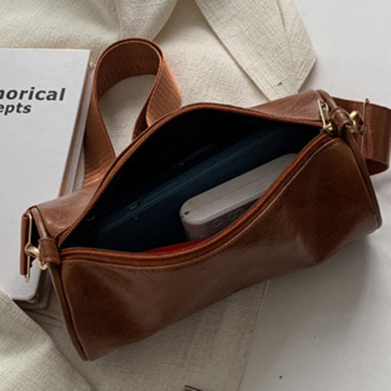 IELGY cylindrical shoulder bag simple personality casual solid color
