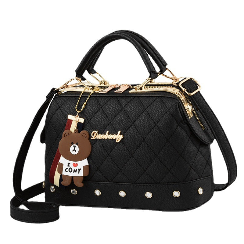 IELGY Korean style fashion rivet cartoon pendant messenger bag women