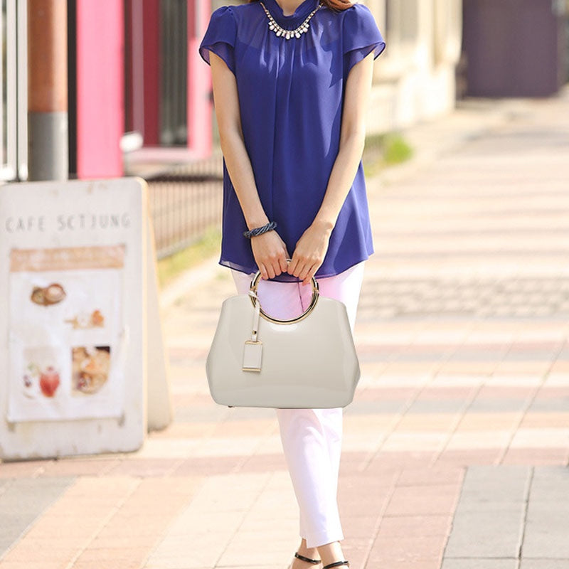 IELGY Patent Leather Shiny Bridal Wedding Tote Hand Bag