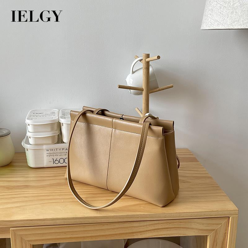 IELGY women's korean style simple soft face large capacity shoulder bag