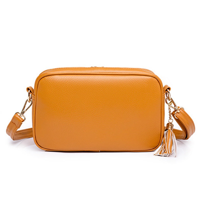 IELGY simple retro solid color messenger bag women with pendant