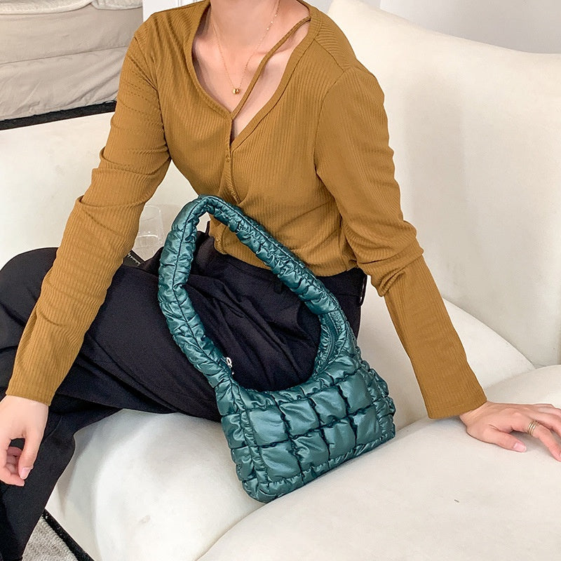 IELGY Shoulder bag women's all-match simple soft leather rhombus niche design