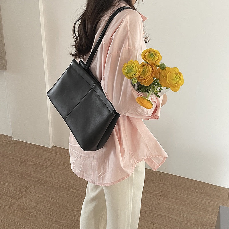 IELGY women's korean style simple soft face large capacity shoulder bag