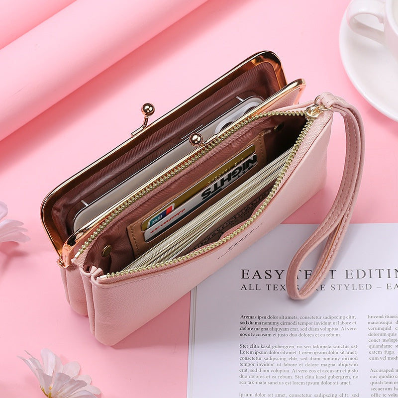 IELGYWomen's Retro Coin Purse Long Fashionable Temperament Soft Leather