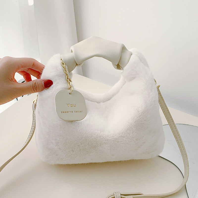 IELGY Korean style simple and comfortable plush messenger bag women