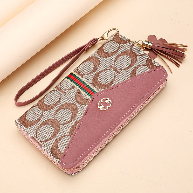 IELGY women's long double layer fashion print zipper wallet