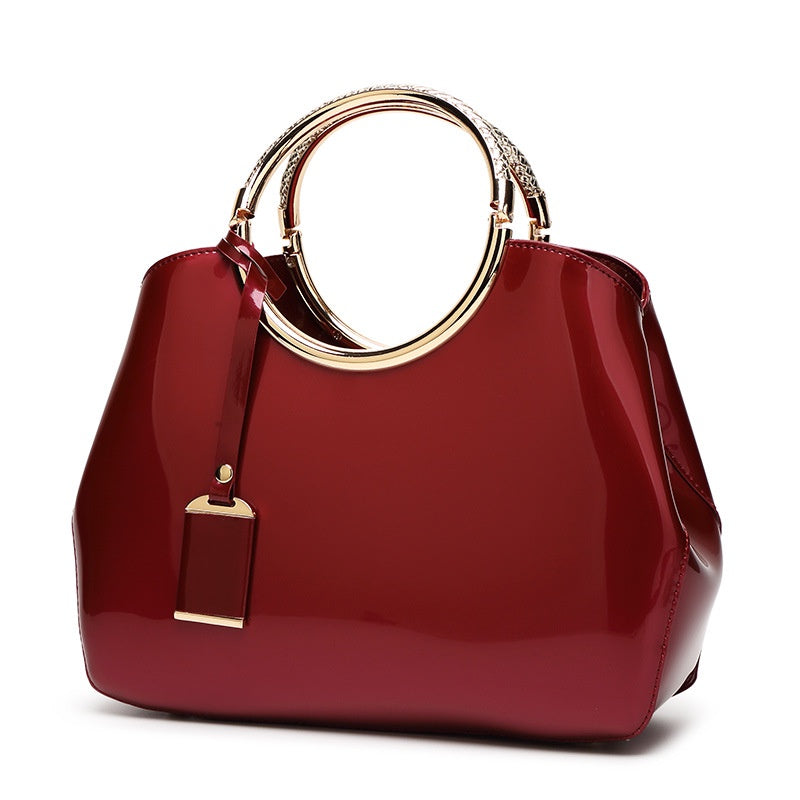 IELGY Patent Leather Shiny Bridal Wedding Tote Hand Bag