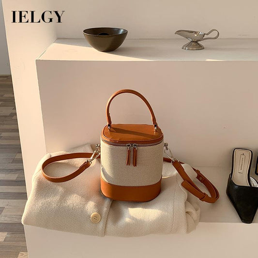 IELGY women's korean style stitching messenger bucket bag