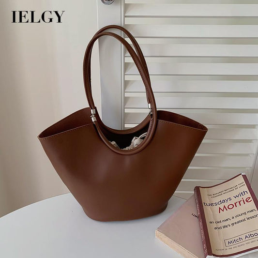 IELGY women's niche design large brown shoulder bag