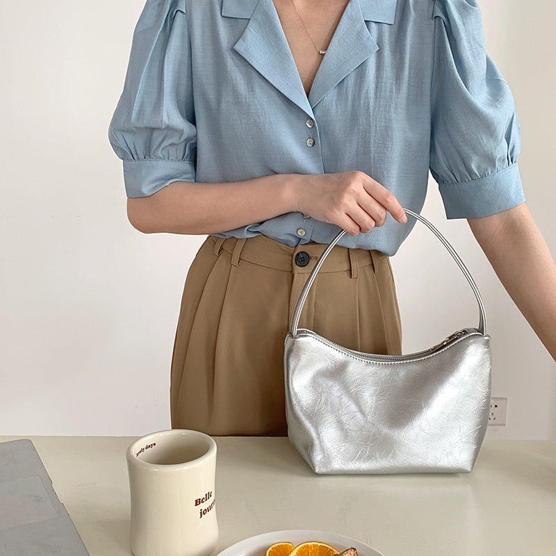 IELGY Korean Style Silver Shoulder Handbag For Women's