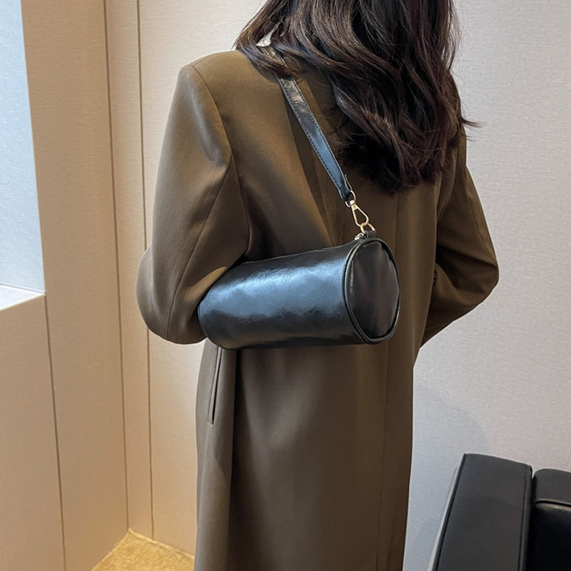 IELGY cylindrical shoulder bag simple personality casual solid color