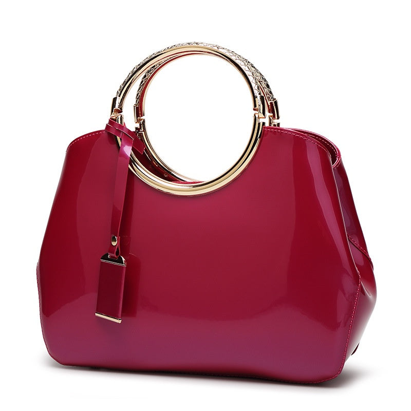 IELGY Patent Leather Shiny Bridal Wedding Tote Hand Bag