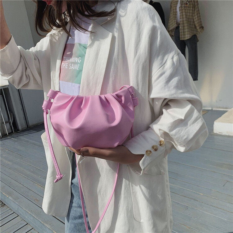 IELGY Small Shoulder Bag Women Messenger Bag Cloud Tide Korean Version Wild Mesh Folding Red Shoulder Bag New