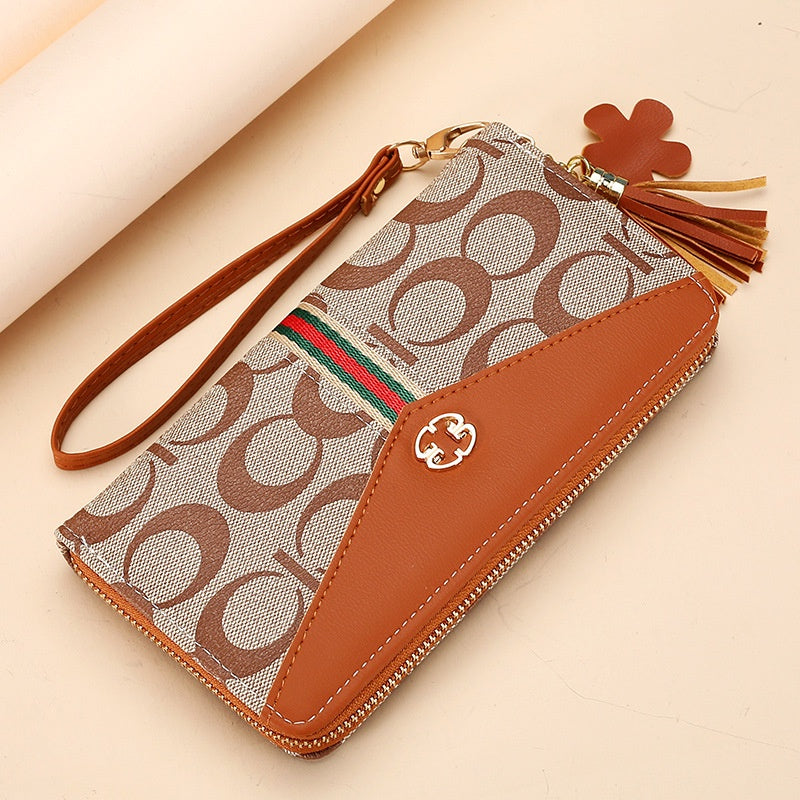 IELGY women's long double layer fashion print zipper wallet