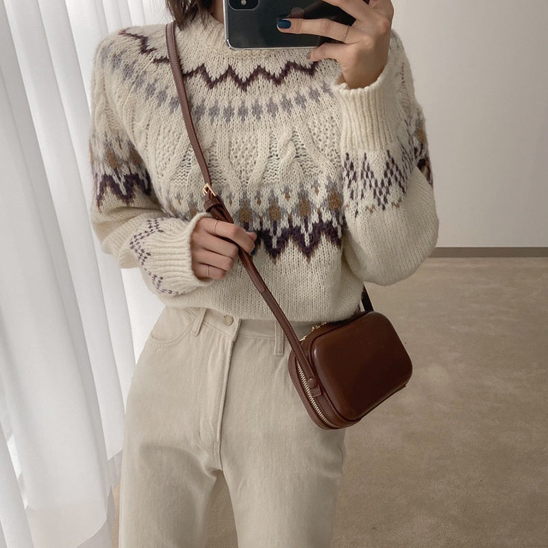 IELGY korean style retro mini messenger bag women texture zipper