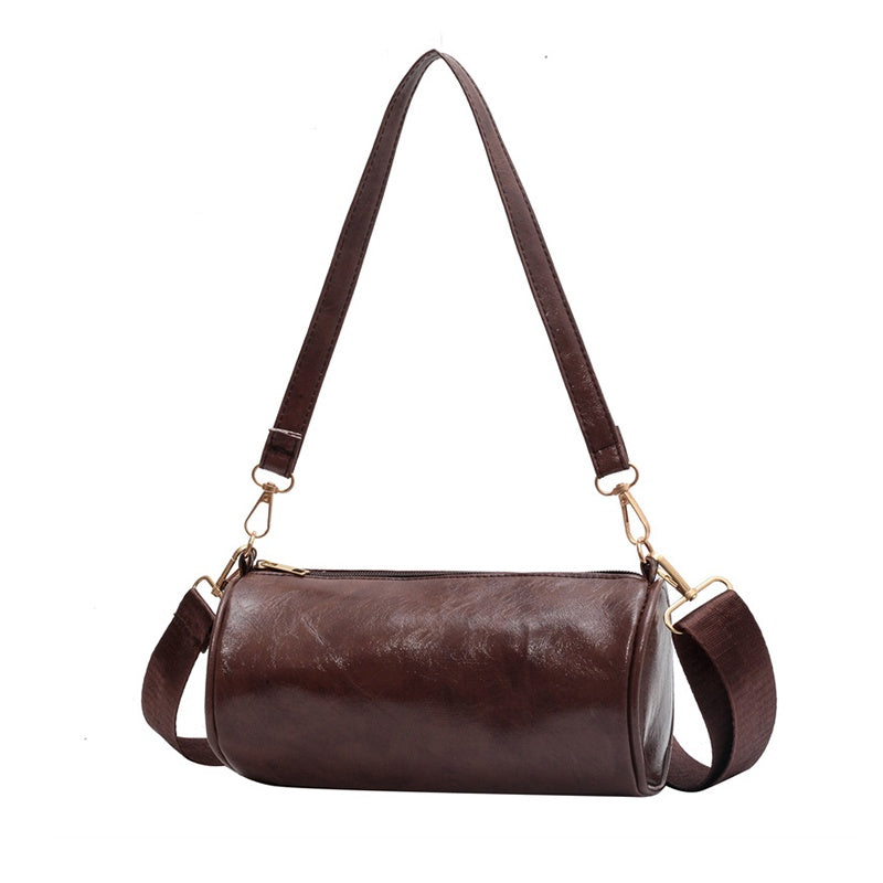 IELGY cylindrical shoulder bag simple personality casual solid color