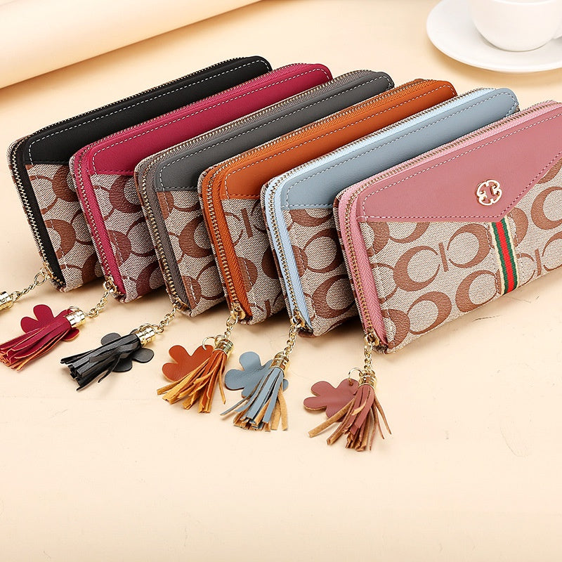 IELGY women's long double layer fashion print zipper wallet