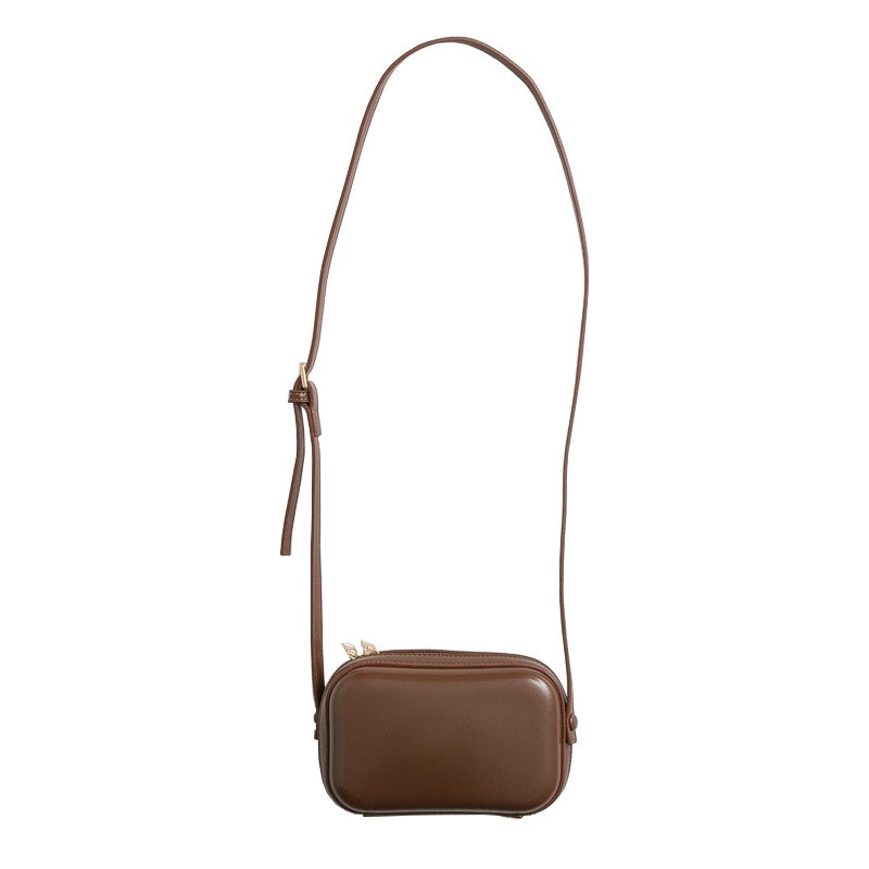 IELGY korean style retro mini messenger bag women texture zipper
