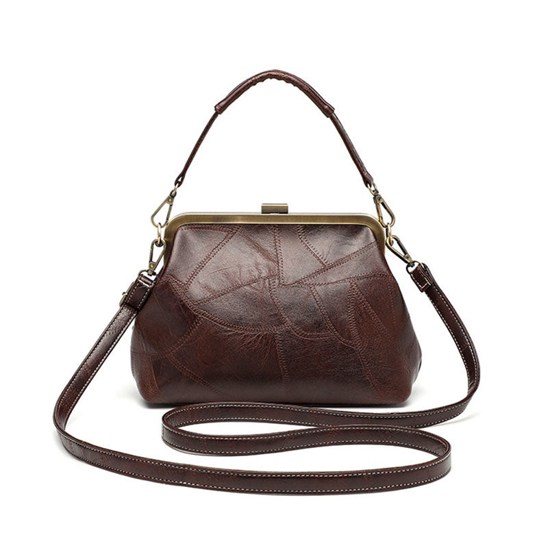 IELGY women's PU soft leather rivet messenger clip bag