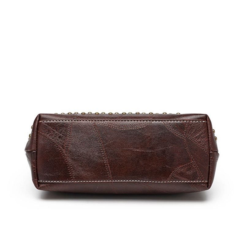 IELGY women's PU soft leather rivet messenger clip bag