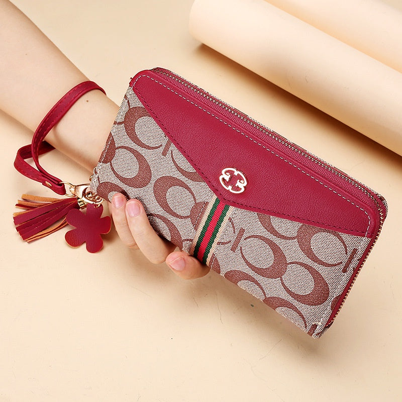 IELGY women's long double layer fashion print zipper wallet