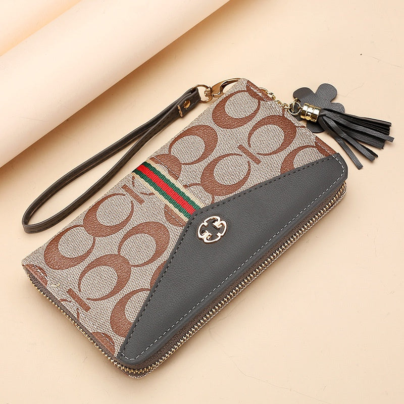 IELGY women's long double layer fashion print zipper wallet