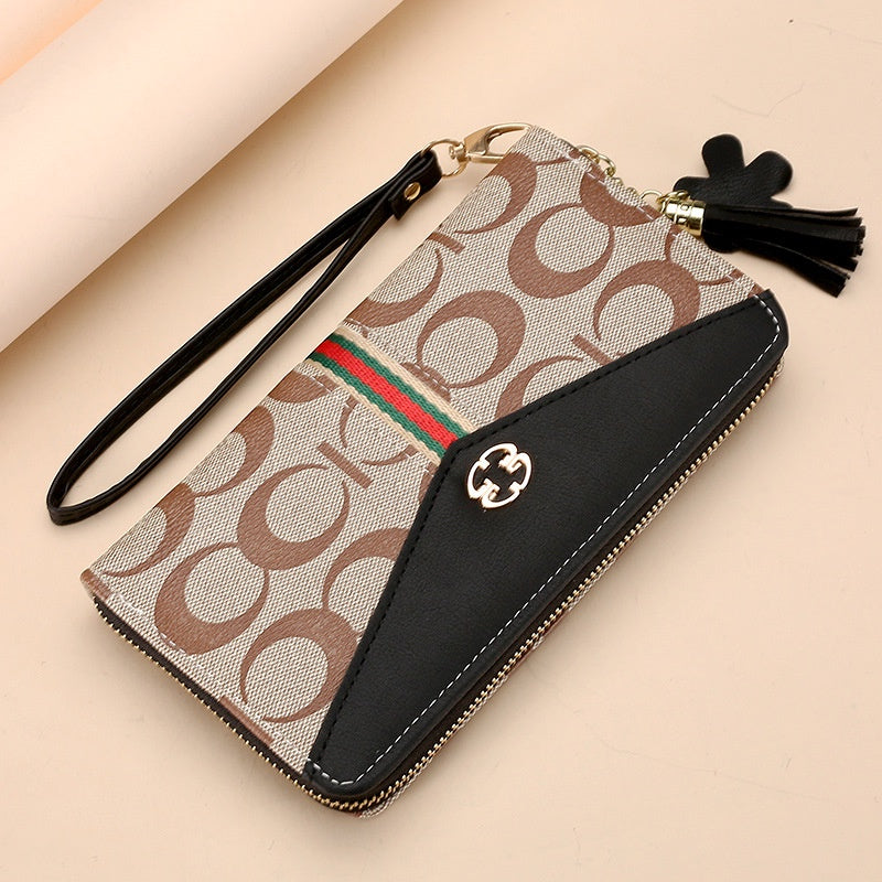 IELGY women's long double layer fashion print zipper wallet