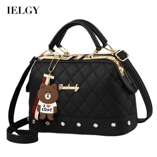 IELGY Korean style fashion rivet cartoon pendant messenger bag women