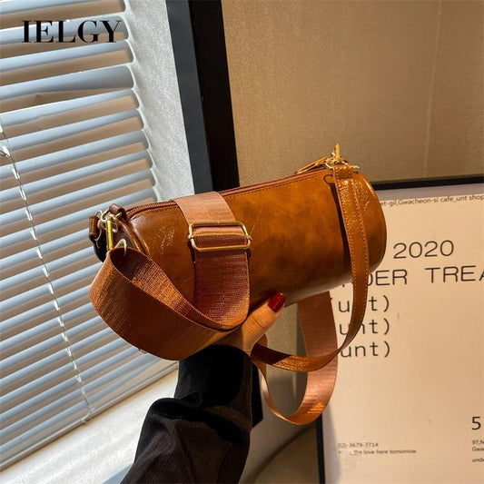 IELGY cylindrical shoulder bag simple personality casual solid color