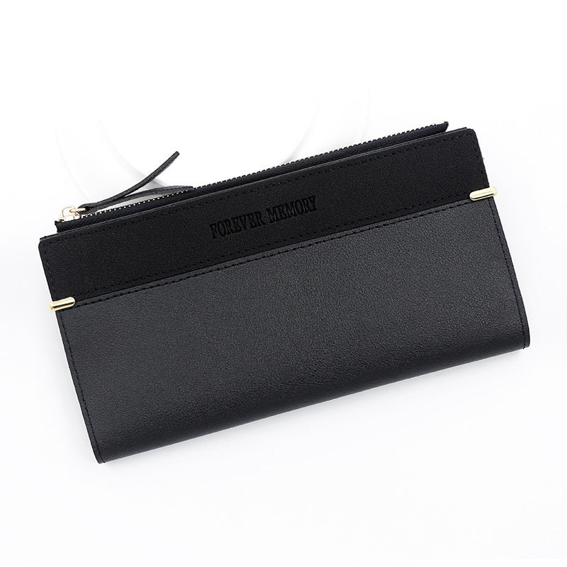 IELGY women's long fashion leather wallet with solid color