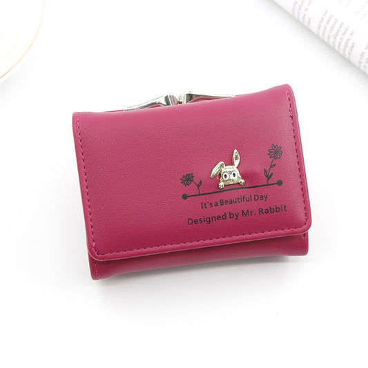 IELGY Women's Short Wallet Korean style cute magnetic buckle coin purse women